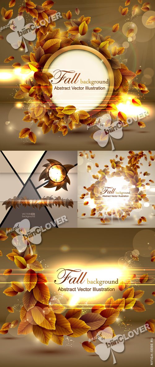 Shiny autumn background with leaves 0236